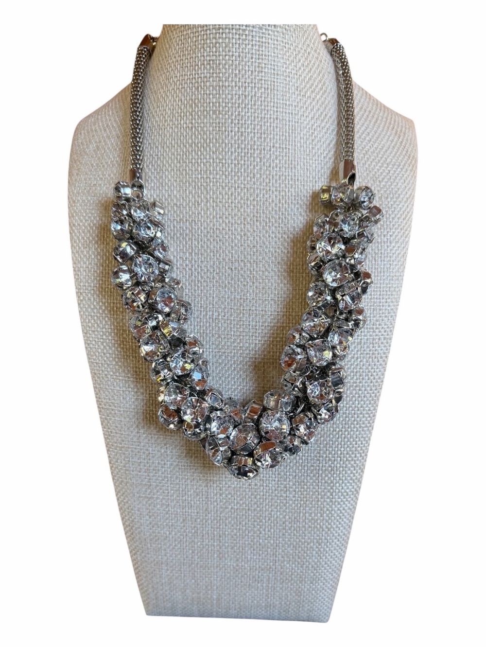 Crystal Statement Necklace - Silver Sparkle